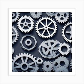 Gears On A Black Background 11 Art Print