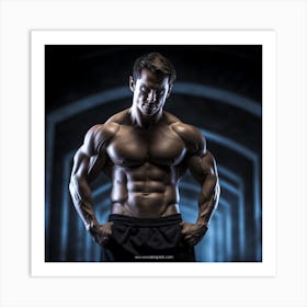 Bodybuilder Posing Art Print