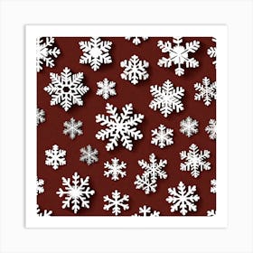 Snowflakes On A Red Background Art Print