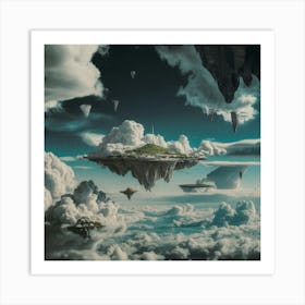 Spaceships In The Clouds Art Print