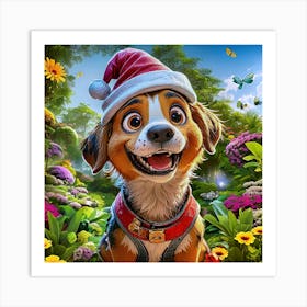 Santa Dog Art Print