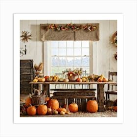 A Traditional Corner Of An American Farmhouse During The Late Autumn Season With An Overhead Vintage (7) Art Print