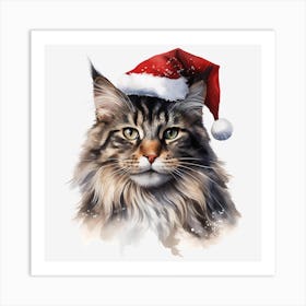 Santa Claus Cat 11 Art Print