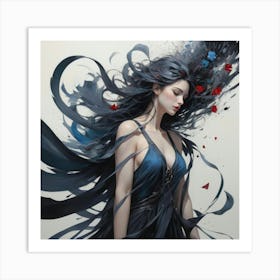 Girl With Long Hair 2 Art Print