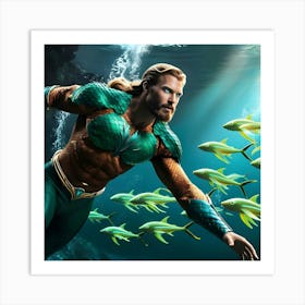 A Dramatic High Contrast Cinematic Photograph Of Aquaman 1 Art Print