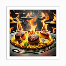 Flame Seared Scallops Scifi Art Print