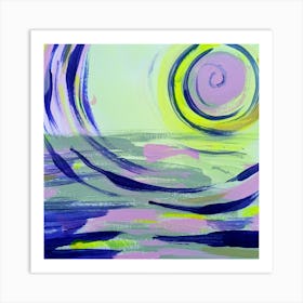 'Swirl' Neon Sunset Painting Art Print