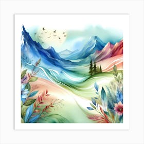 Watercolor Landscape Painting 72 Art Print