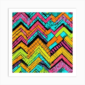 Chevron + Daisy+ Poppy+ Marigolds + Neon Plaids Pa (1) Art Print