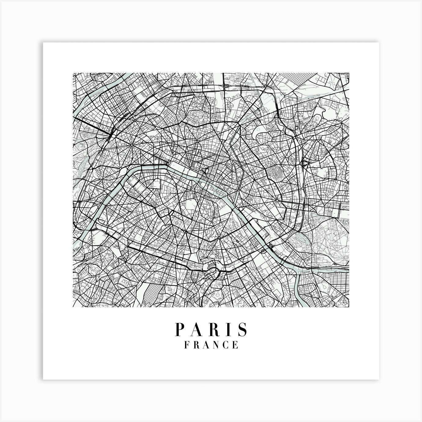 Paris France Street Map Minimal Color Square Art Print By Typologie Paper Co Fy