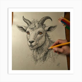 Goat Drawing 15 Art Print