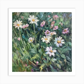 Daisies In The Garden Art Print