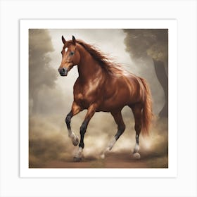 0 Elegant Horse A Beautiful Chestnut Horse Esrgan V1 X2plus Art Print