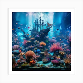 Aquarium With A Ship Art Print