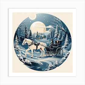 Horse Drawn Carriage In The Snow Art Print