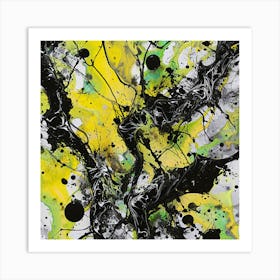Abstract Painting, Abstract Painting, Acrylic On Canvas, Yellow Color Art Print