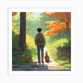 Boy In A Forest Art Print