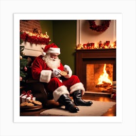 Santa Claus Eating Cookies 7 Art Print