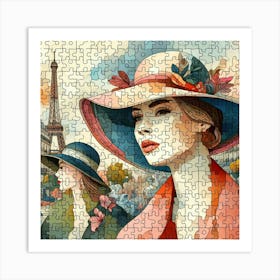 Abstract Puzzle Art French woman in Paris 7 Art Print