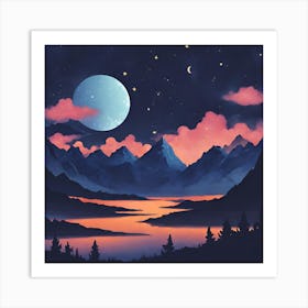 Cloudy Night Sky Art Print