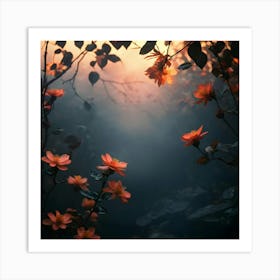 Flowers In The Mist 1 Art Print