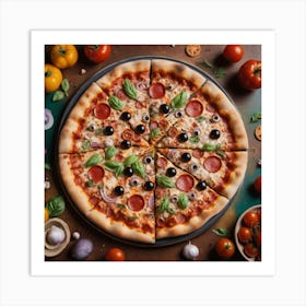 Psychedelic Pizza On The Table Art Print