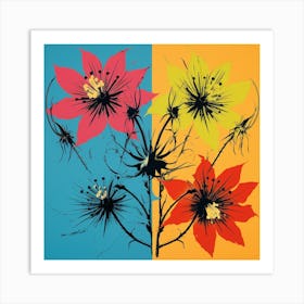 Andy Warhol Style Pop Art Flowers Love In A Mist Nigella 2 Square Art Print