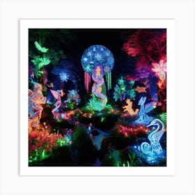 Fairy Garden At Night Art Print