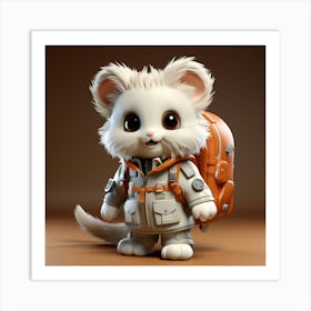 Mouse With A Backpack Art Print