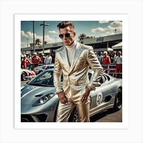 Fashion Photo Fusion Between The World Of High Speed Sport And High Fashion A Man Stands Out Wearing 3489644861 Art Print