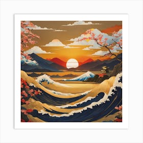 The Sun with a Great Wave Art Print