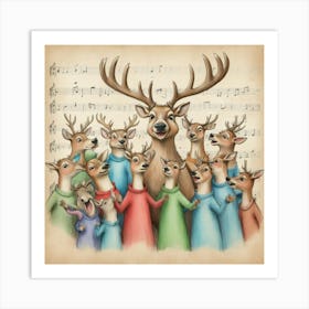 Choir Of Deer Art Print