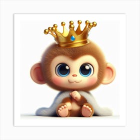 Cute Monkey With A Crown 5 Art Print
