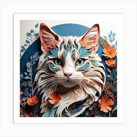 Paper Cut Cat Art Art Print