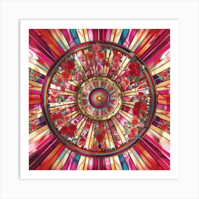  'Floral Kaleidoscope', where the timeless grace of blooming roses meets the vibrant rush of stained glass. This artwork captivates with its intricate petals interlaced with vivid, prismatic lines, creating a mesmerizing mandala that celebrates the beauty of nature and the symmetry of design.  Floral Art, Rose Mandala, Prismatic Design.  #FloralKaleidoscope, #RoseArt, #VividMandala.  Transform your environment into a blossoming spectacle with 'Floral Kaleidoscope'. This isn't just a piece of art; it's a visual symphony that brings the splendor of a blooming garden and the intrigue of a color-splashed spectrum into your space, resonating with lovers of nature and art alike. Art Print