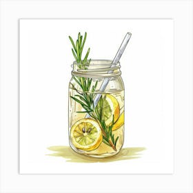 Water With Lemon And Rosemary Art Print