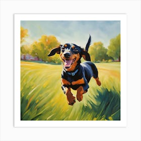 Dachshund Running Art Print