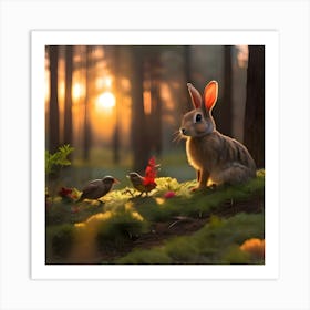 Rabbit In The Woods Art Print