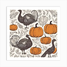 Turkey Pumpkin Pattern Art Print