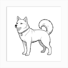 Akita Dog Coloring Page Art Print