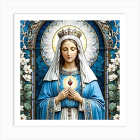 Blessed Mother Mary Stained Glass  #4 Art Print