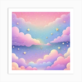 Sky With Twinkling Stars In Pastel Colors Square Composition 6 Art Print