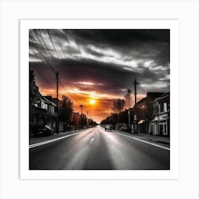 Sunset Over A City Street Art Print