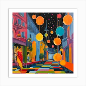 Paris At Night with Disco Night Art Print