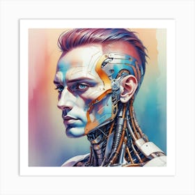 Man With A Robot Head Art Print