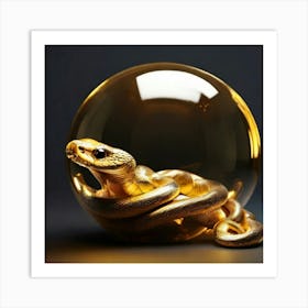 Snake In A Glass Ball 5 Art Print