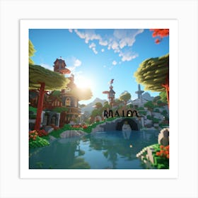 Village In Minecraft Art Print