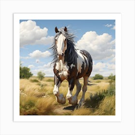 The Power and Grace of a Skewbald Cob Horse Art Print