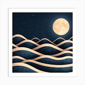 Moon Over The Ocean 3 Art Print