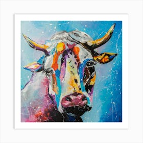 Colorful cow Animal Bright art Oil Painting Art Print